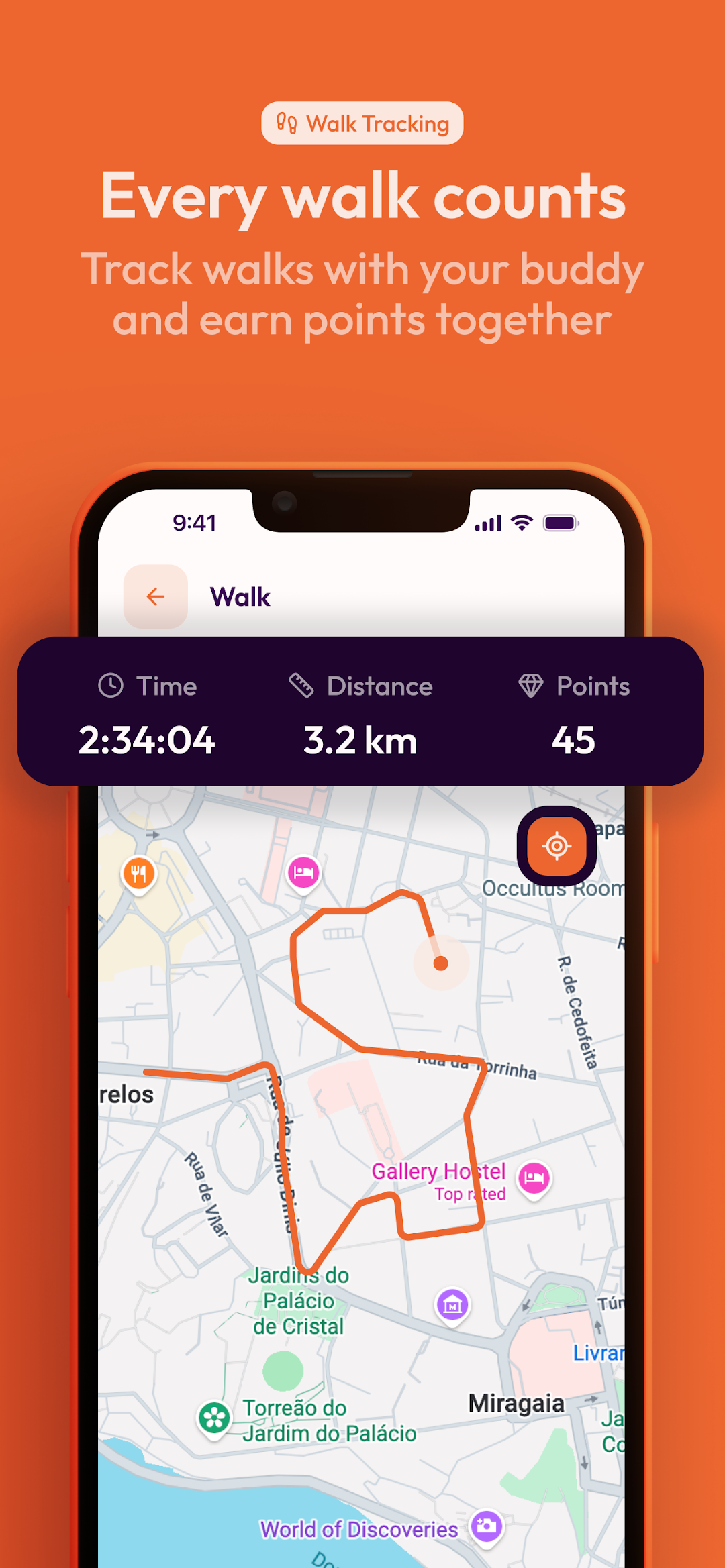 Buddy Run walk recording screen